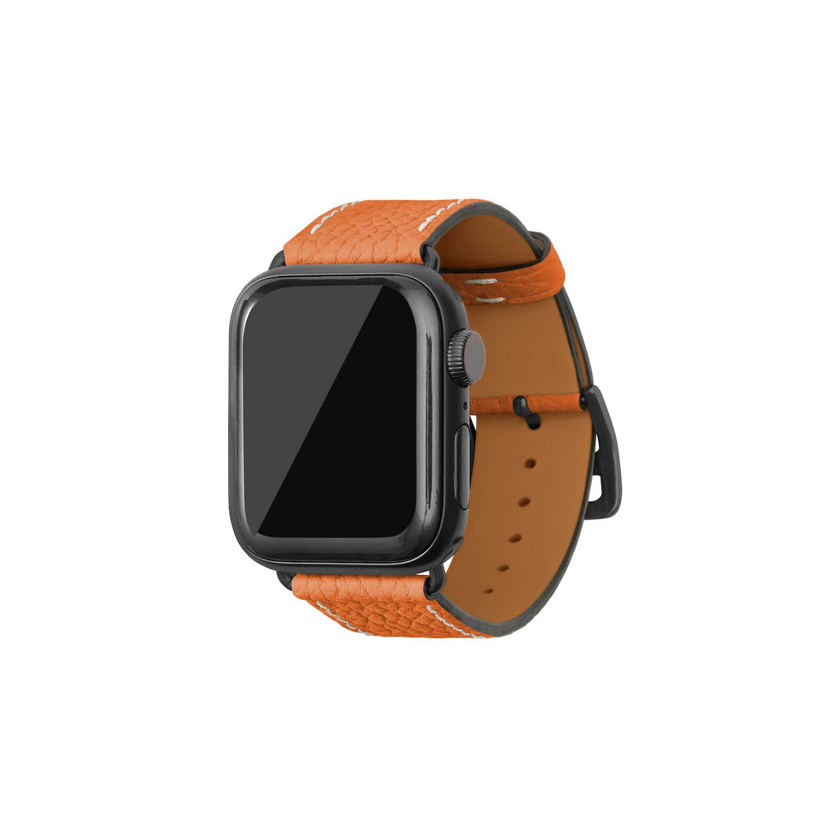 Apple Watch Band Shrink Leather (Black Adapter - Orange - 38mm/40mm/41mm/42mm - M / L)