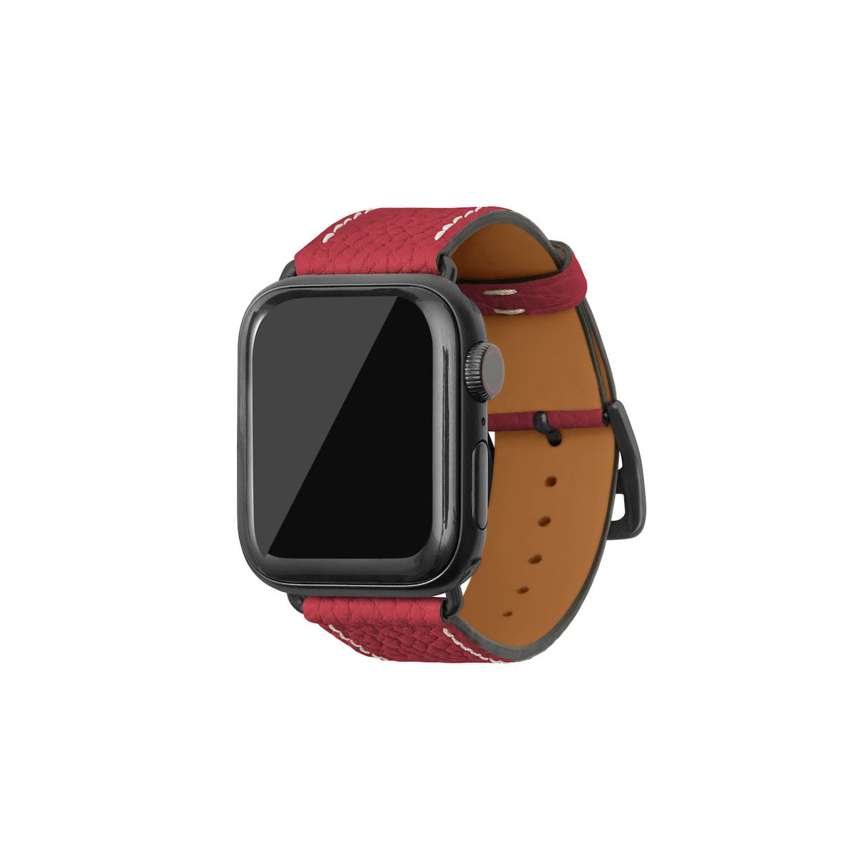 Apple Watch Band Shrink Leather (Black Adapter - Red - 38mm/40mm/41mm/42mm - M / L)