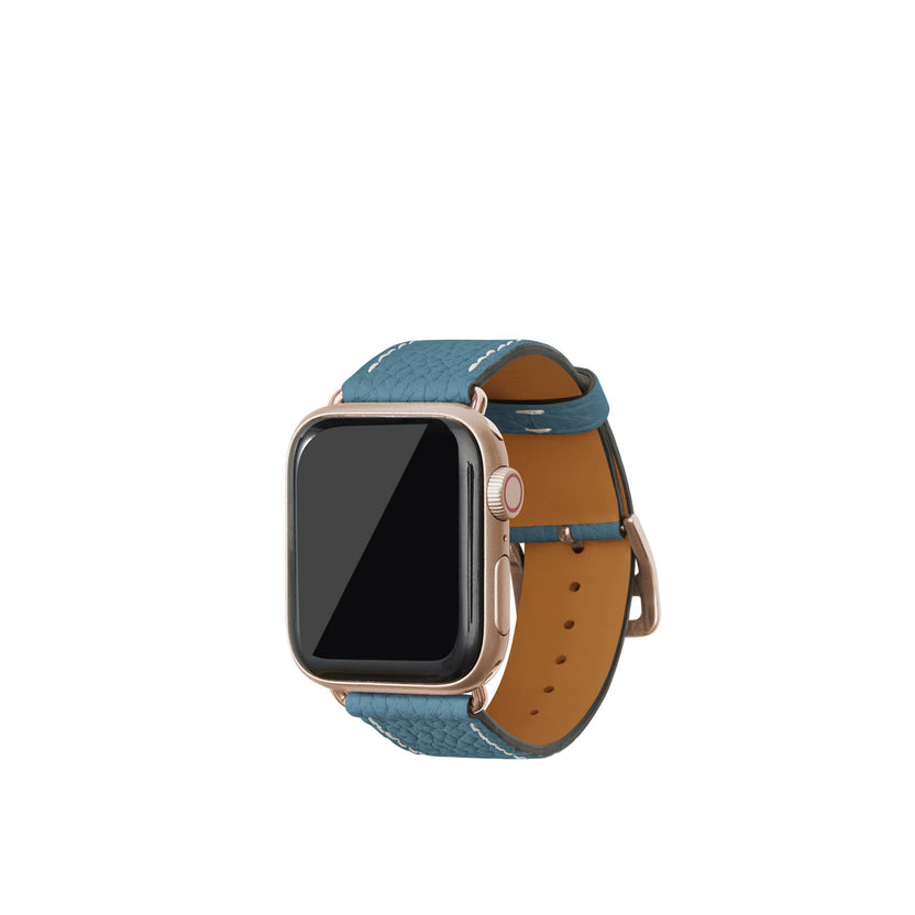 シュリンク Apple Watch レザーバンド【38mm/40mm/41mm/42mm, M/Lサイズ】 (アダプター：ゴールド)