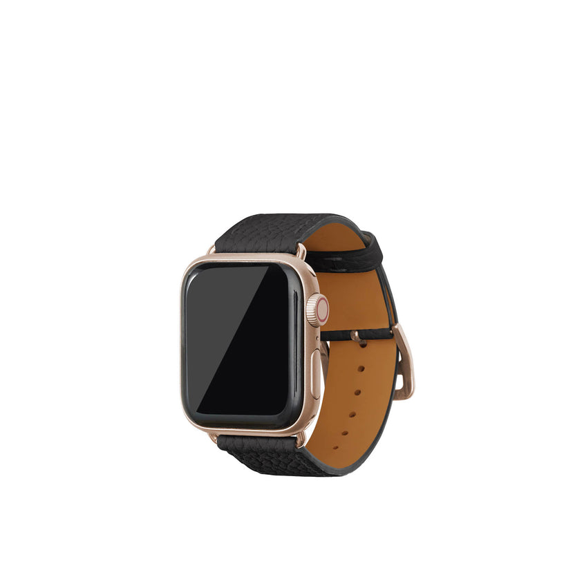 シュリンク Apple Watch レザーバンド【38mm/40mm/41mm/42mm, M/Lサイズ】 (アダプター：ゴールド)