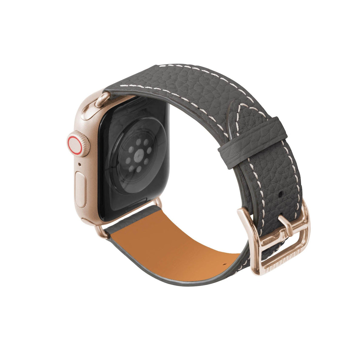 Apple Watch Band Shrink Leather (Gold Adapter - Charcoal Gray - 38mm/40mm/41mm/42mm - M / L)