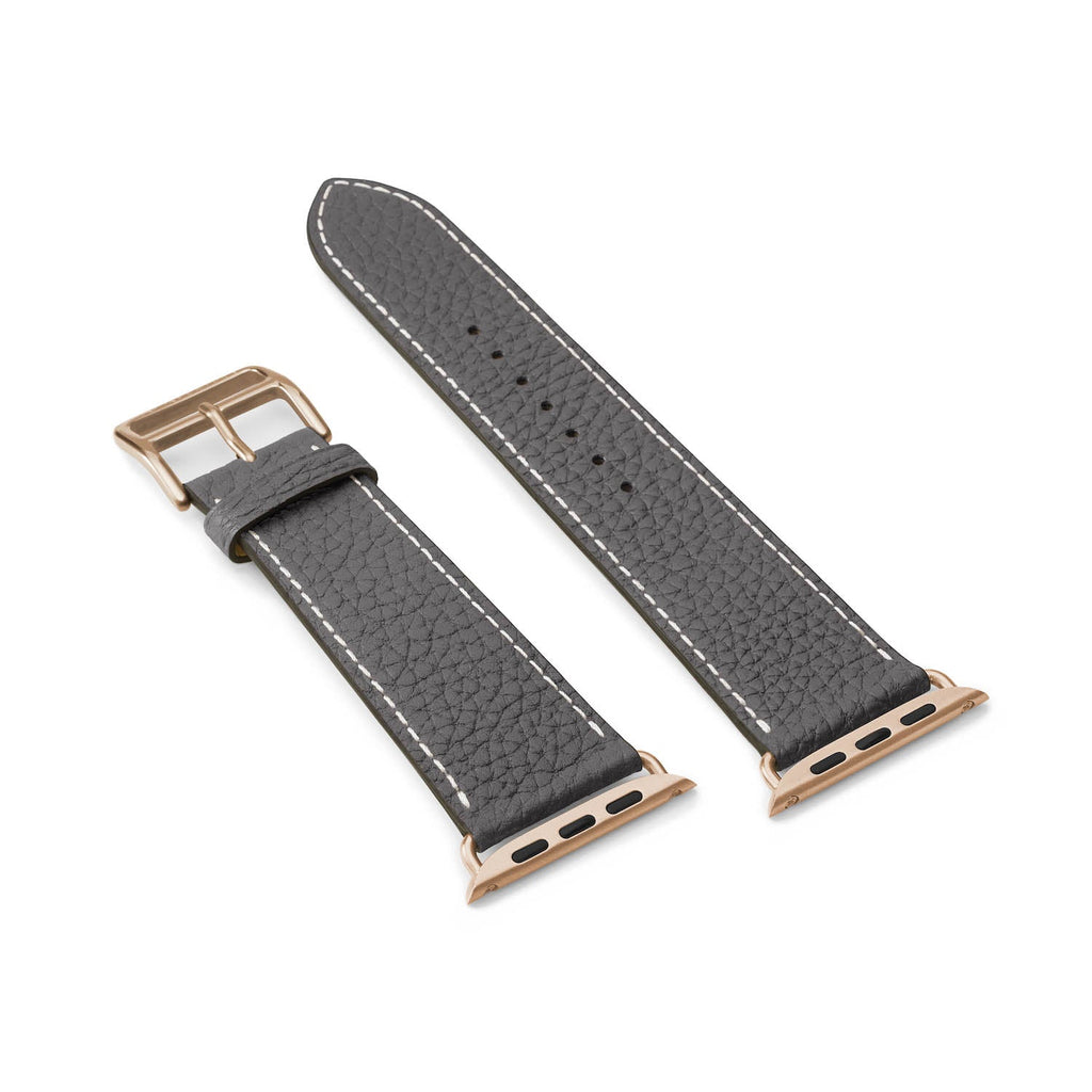 Apple Watch Band Shrink Leather (Gold Adapter - Charcoal Gray - 38mm/40mm/41mm/42mm - M / L)