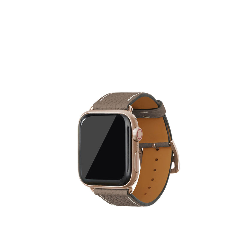 シュリンク Apple Watch レザーバンド【38mm/40mm/41mm/42mm, M/Lサイズ】 (アダプター：ゴールド)