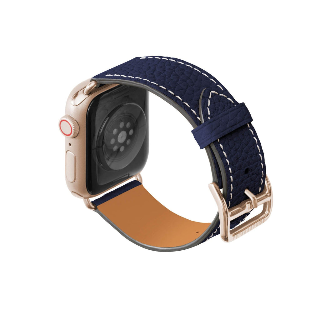 Apple Watch Band Shrink Leather (Gold Adapter - Navy - 38mm/40mm/41mm/42mm - M / L)