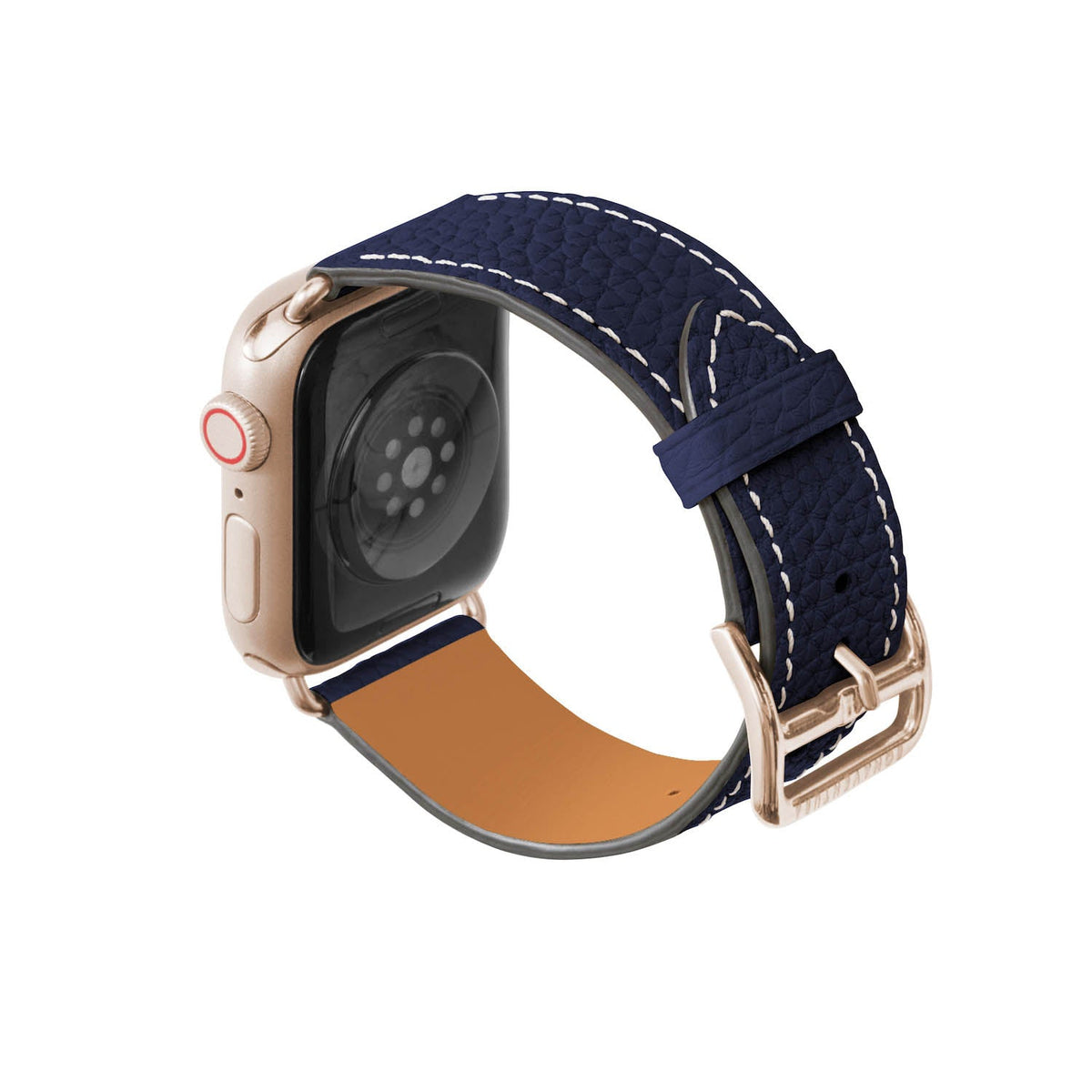 Apple Watch Band Shrink Leather (Gold Adapter - Navy - 38mm/40mm/41mm/42mm - M / L)