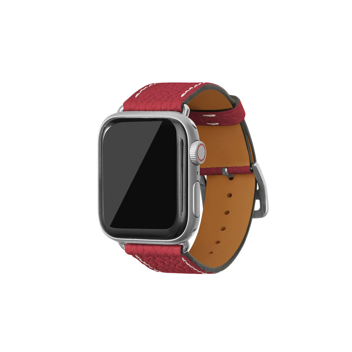 Apple Watch Band Shrink Leather (Silver Adapter - Red - 38mm/40mm/41mm/42mm - M / L)