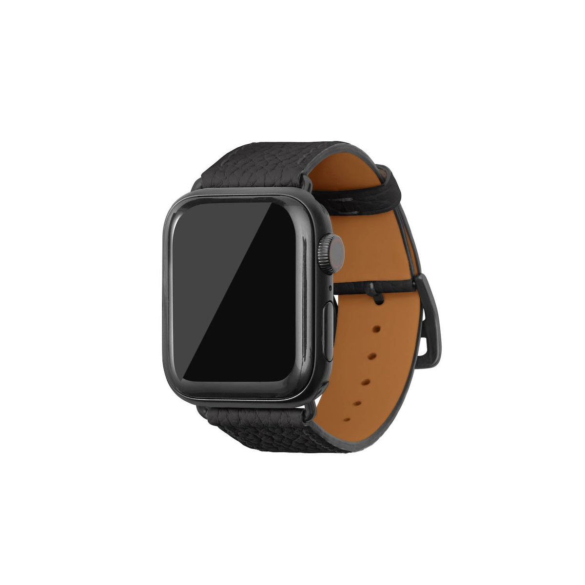 Apple Watch Band Shrink Leather (Black Adapter - Black - 38mm/40mm/41mm/42mm - S / M)