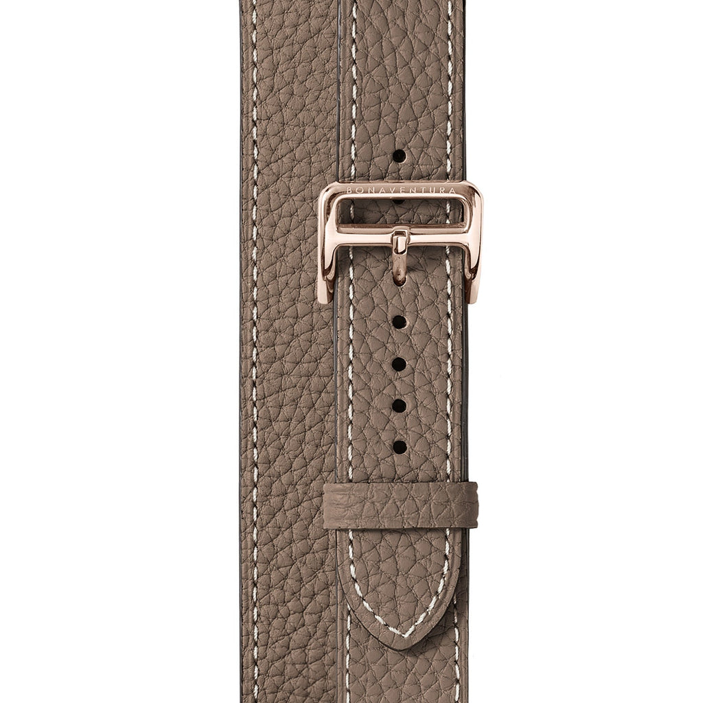 Double Tour Apple Watch Band Shrink Leather (Gold Adapter - Etoupe - 38mm/40mm/41mm/42mm - S / M)