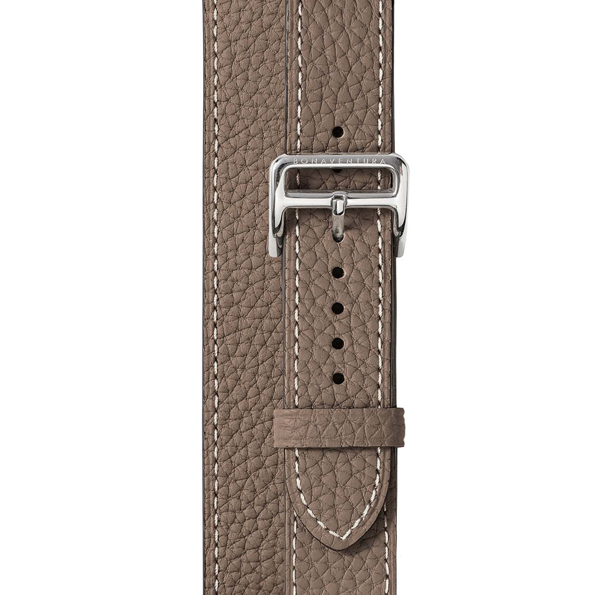 Double Tour Apple Watch Band Shrink Leather (Silver Adapter - Etoupe - 38mm/40mm/41mm/42mm - S / M)