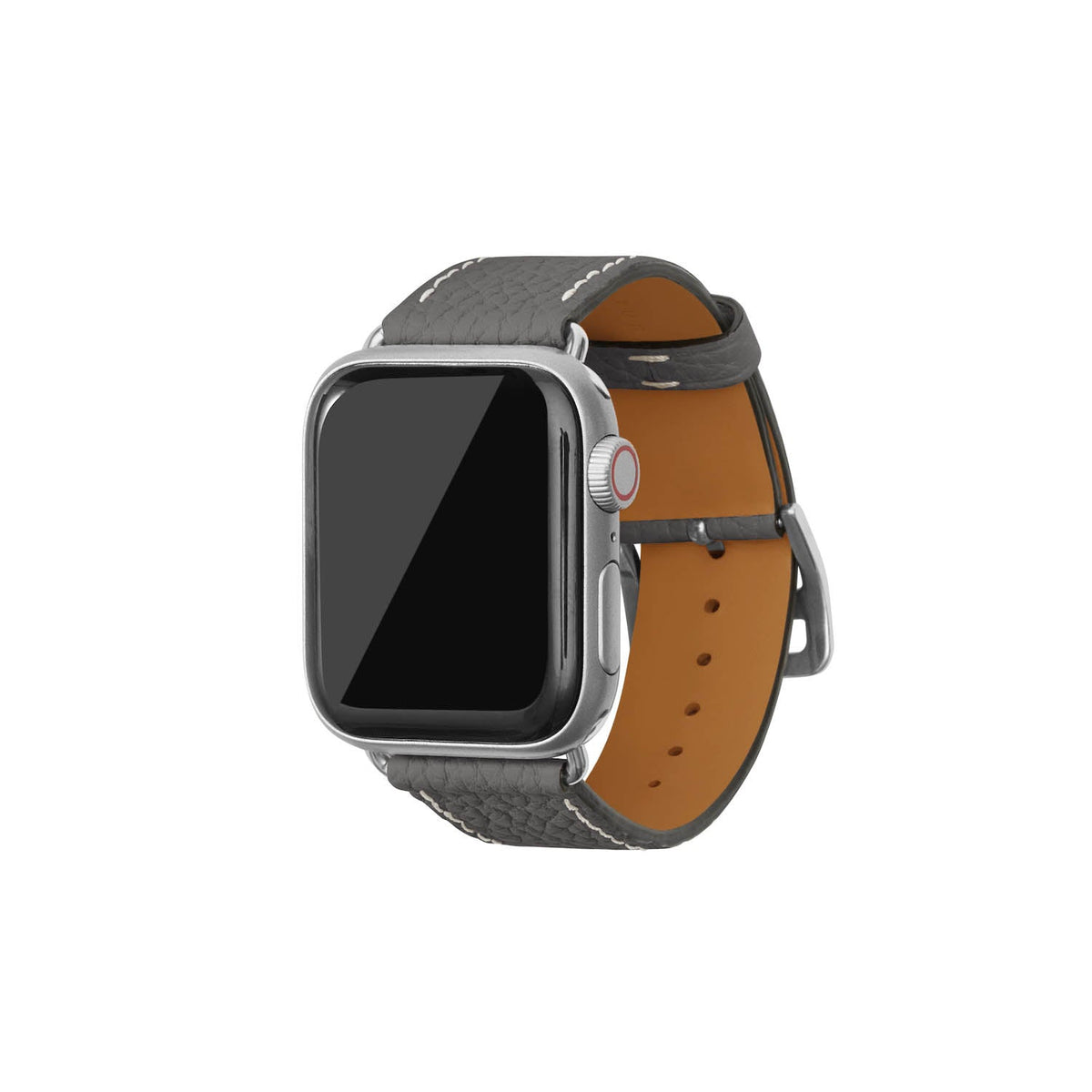 Apple Watch Band Shrink Leather (Silver Adapter - Charcoal Gray - 38mm/40mm/41mm/42mm - S / M)