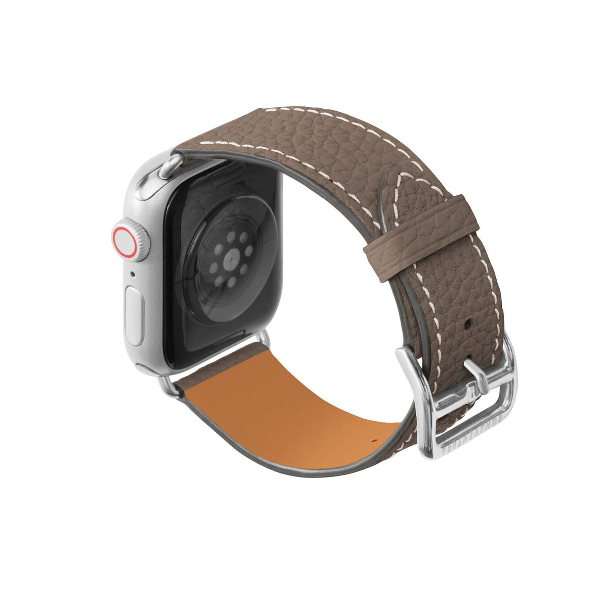 Apple Watch Band Shrink Leather (Silver Adapter - Etoupe - 38mm/40mm/41mm/42mm - S / M)