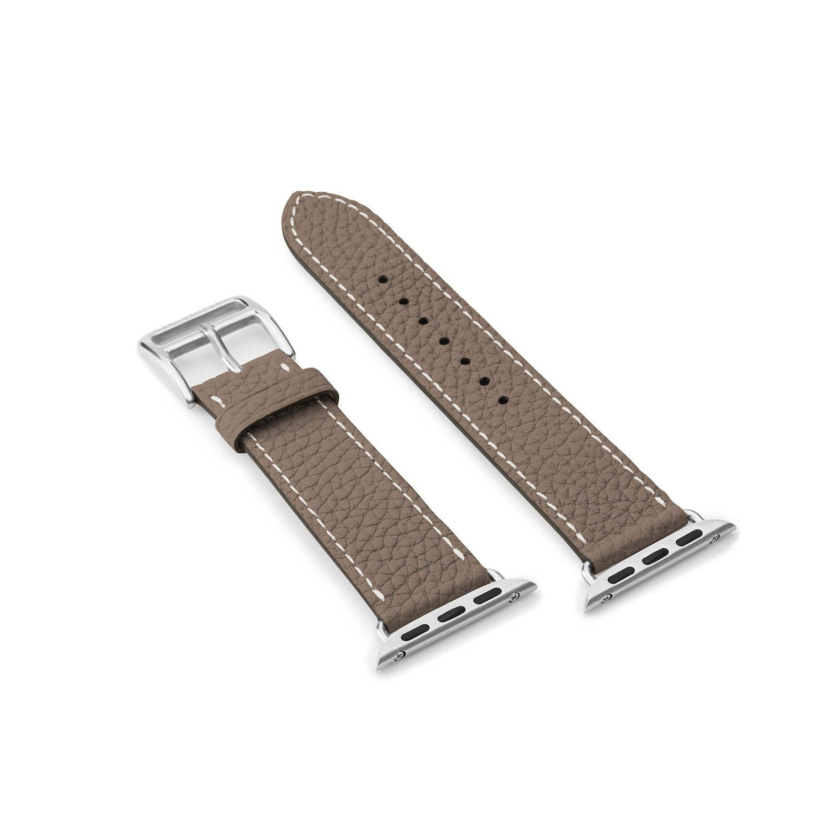 Apple Watch Band Shrink Leather (Silver Adapter - Etoupe - 38mm/40mm/41mm/42mm - S / M)