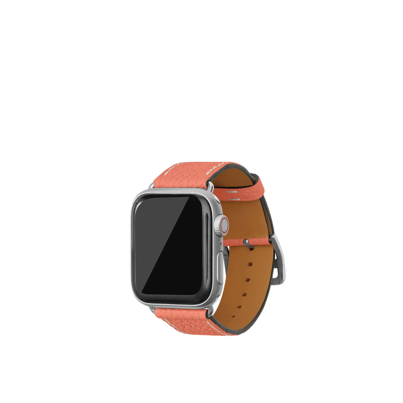 シュリンク Apple Watch レザーバンド【38mm/40mm/41mm/42mm, S/Mサイズ】 (アダプター：シルバー)