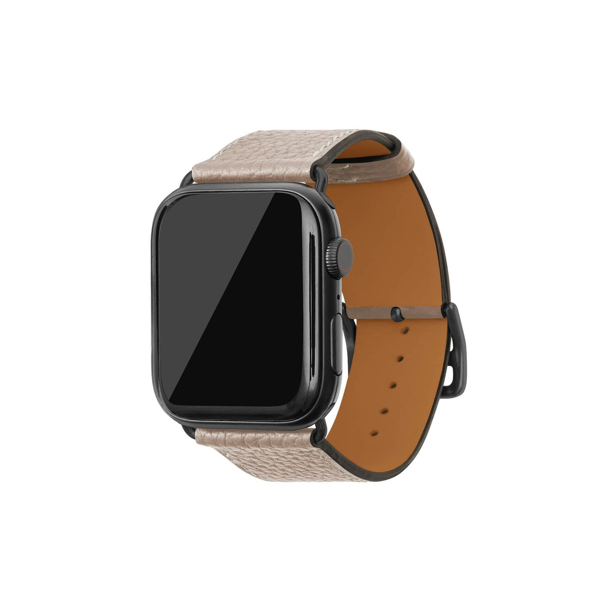 Apple Watch Band Shrink Leather (Black Adapter - Greige - 44mm/45mm/46mm/49mm - M / L)