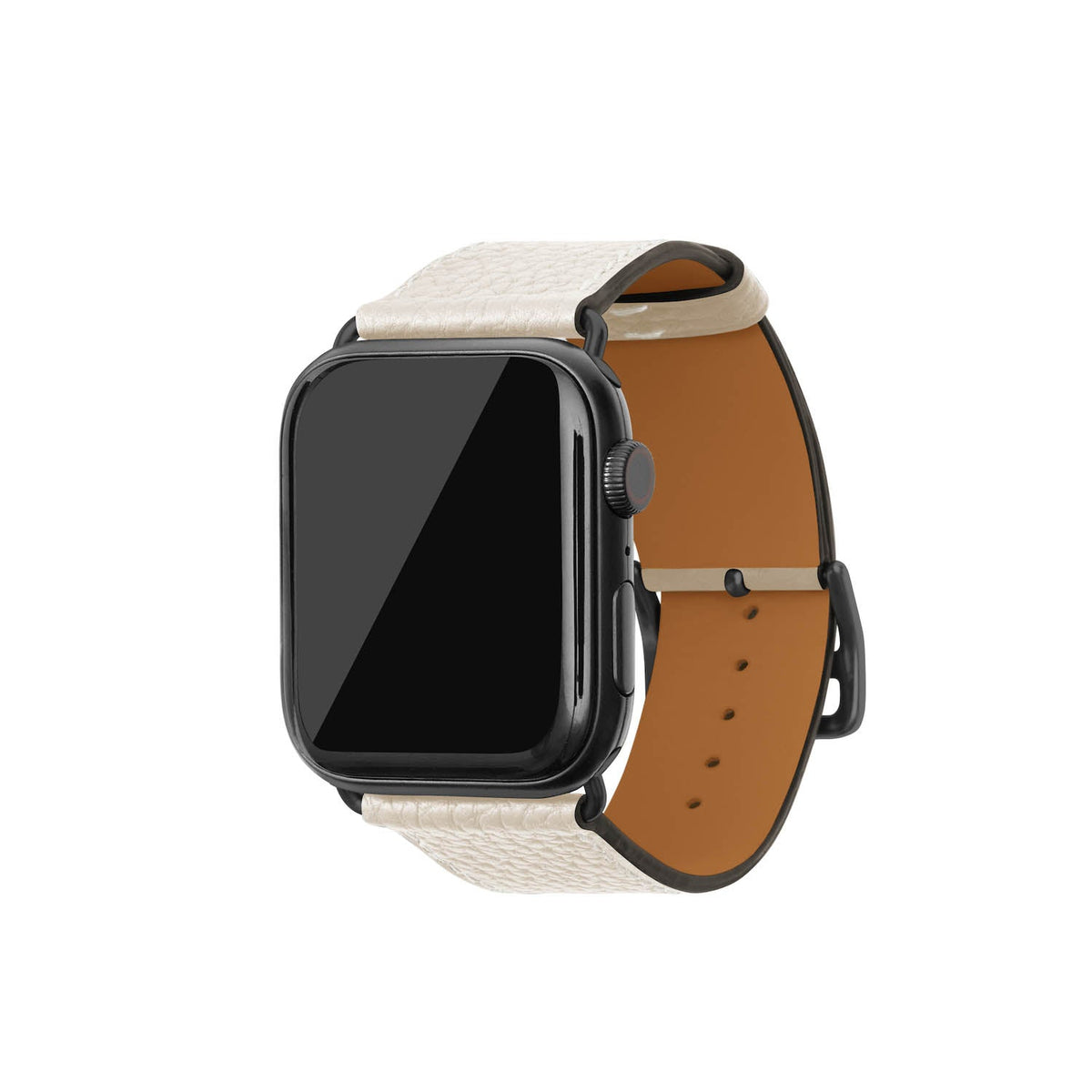 Apple Watch Band Shrink Leather (Black Adapter - Ivory - 44mm/45mm/46mm/49mm - M / L)