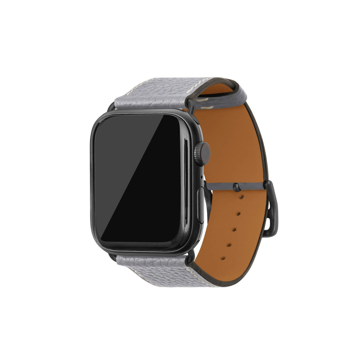 Apple Watch Band Shrink Leather (Black Adapter - True Gray - 44mm/45mm/46mm/49mm - M / L)