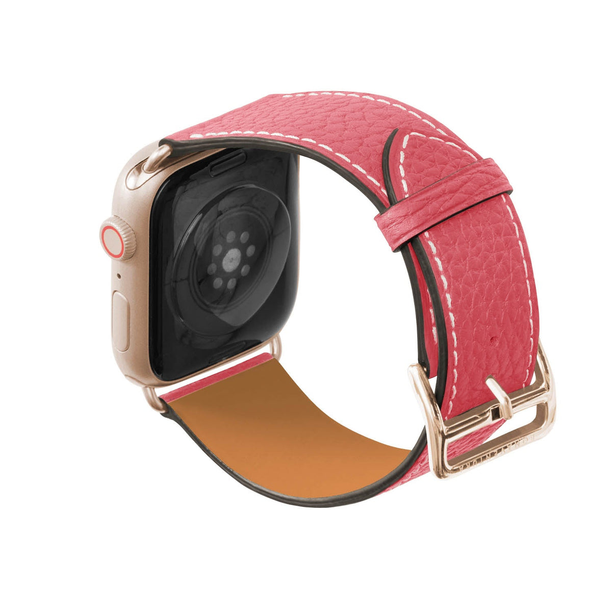 Apple Watch Band Shrink Leather (Gold Adapter - Azalee Pink - 44mm/45mm/46mm/49mm - M / L)