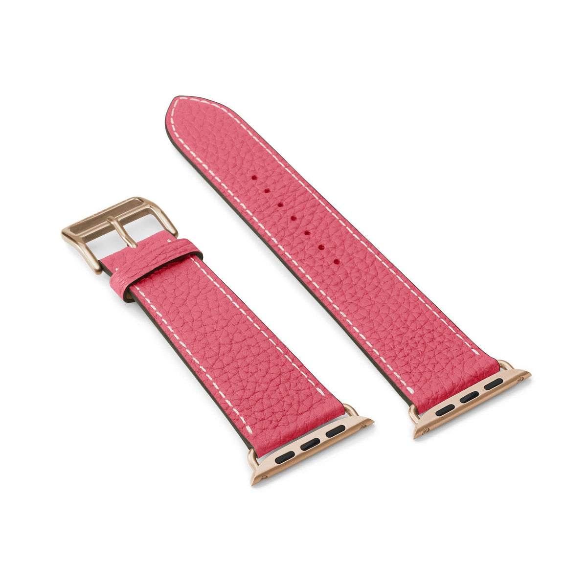 Apple Watch Band Shrink Leather (Gold Adapter - Azalee Pink - 44mm/45mm/46mm/49mm - M / L)