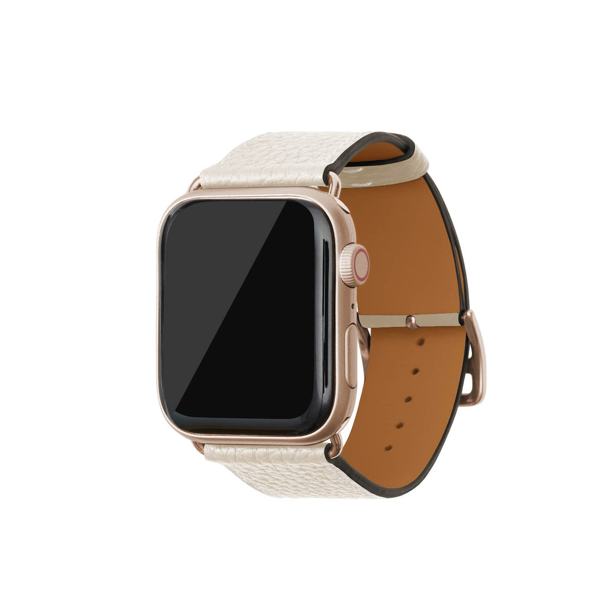 Apple Watch Band Shrink Leather (Gold Adapter - Ivory - 44mm/45mm/46mm/49mm - M / L)