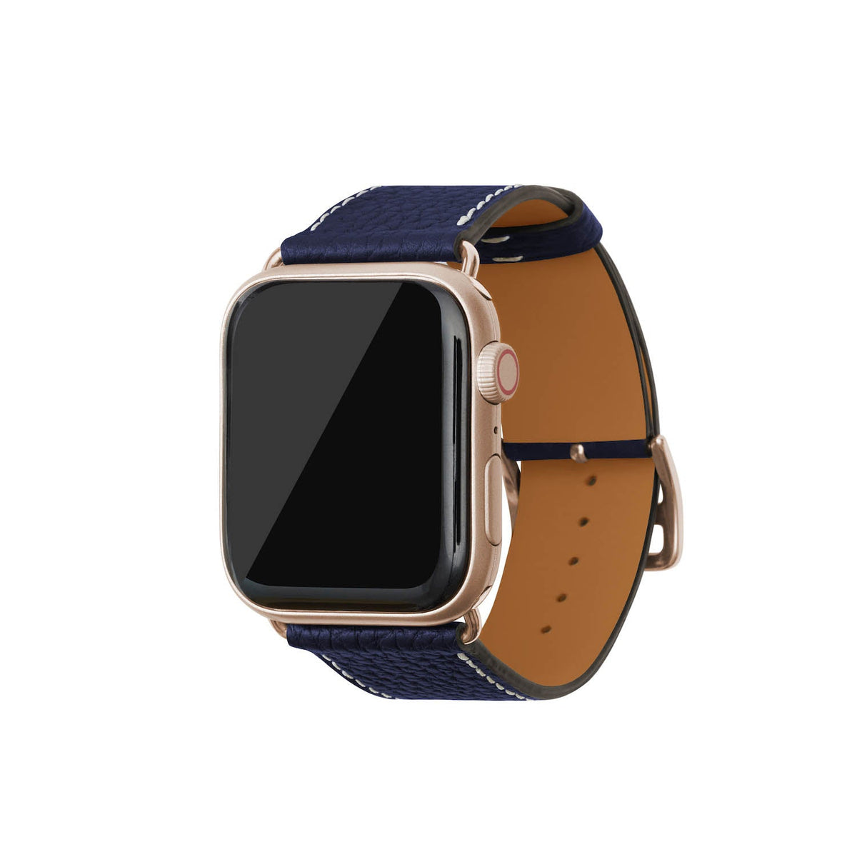 Apple Watch Band Shrink Leather (Gold Adapter - Navy - 44mm/45mm/46mm/49mm - M / L)