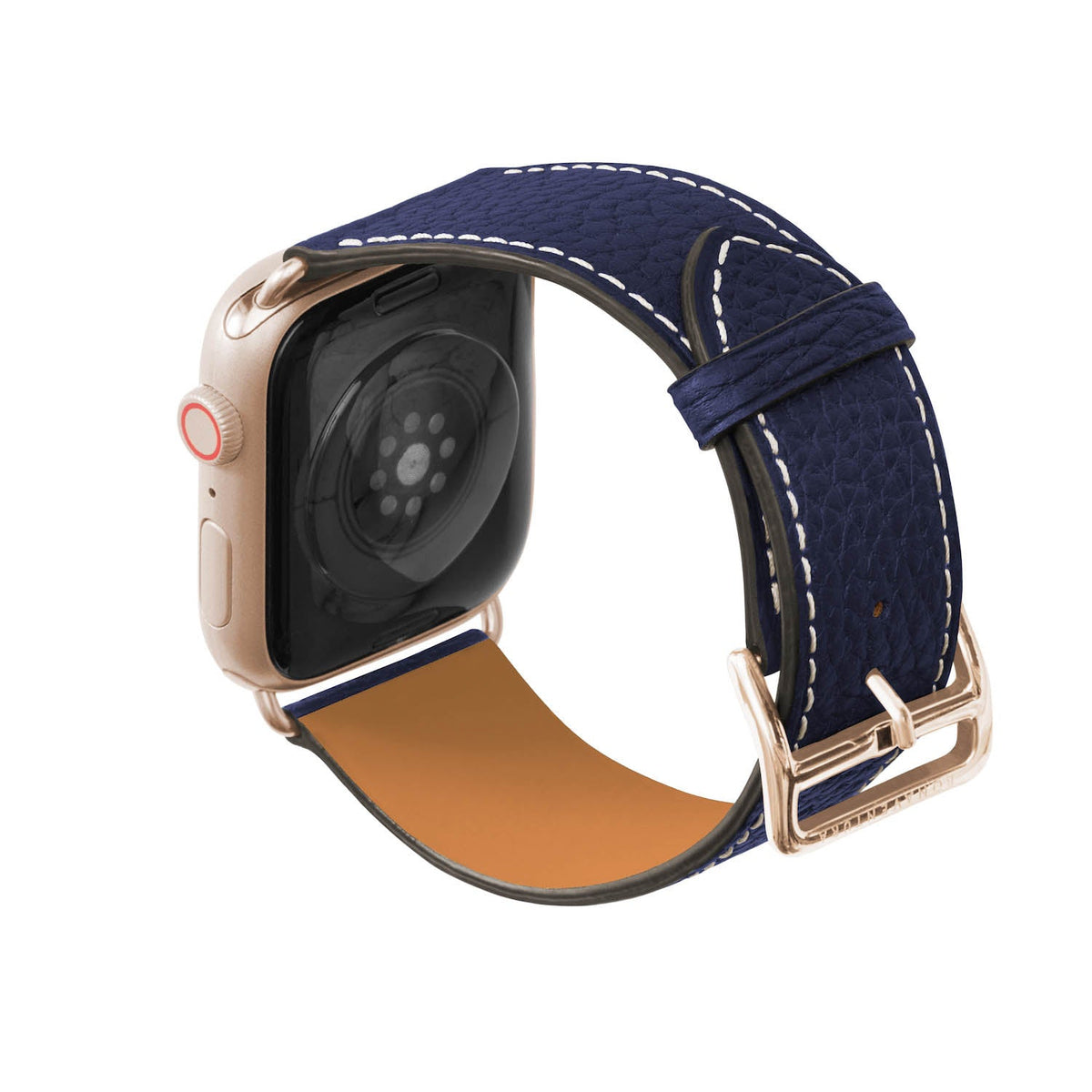 Apple Watch Band Shrink Leather (Gold Adapter - Navy - 44mm/45mm/46mm/49mm - M / L)
