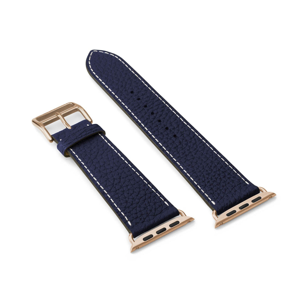 Apple Watch Band Shrink Leather (Gold Adapter - Navy - 44mm/45mm/46mm/49mm - M / L)