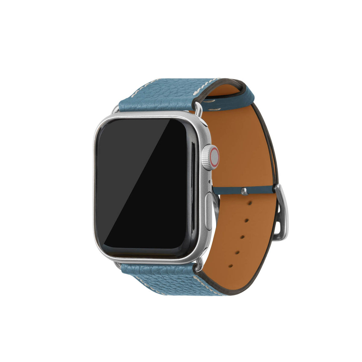 Apple Watch Band Shrink Leather (Silver Adapter - Blue Cyan - 44mm/45mm/46mm/49mm - M / L)
