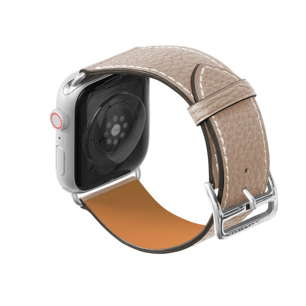 Apple Watch Band Shrink Leather (Silver Adapter - Greige - 44mm/45mm/46mm/49mm - M / L)