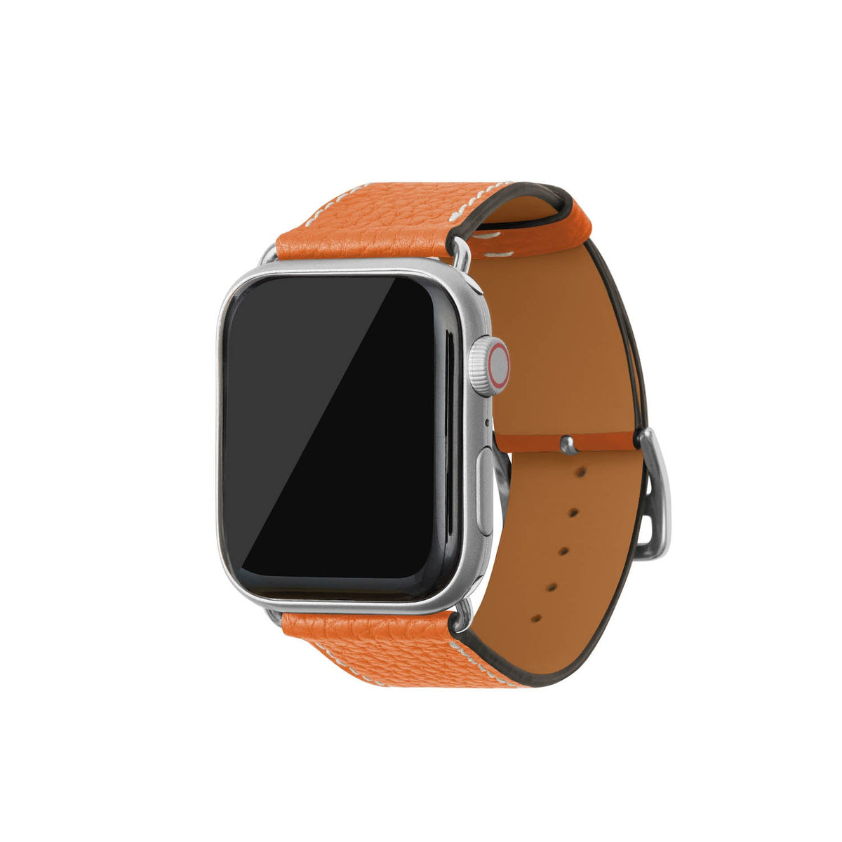 Apple Watch Band Shrink Leather (Silver Adapter - Orange - 44mm/45mm/46mm/49mm - M / L)