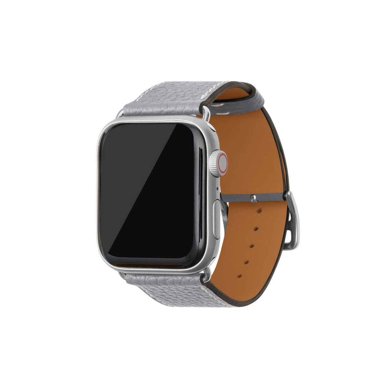 Apple Watch Band Shrink Leather (Silver Adapter - True Gray - 44mm/45mm/46mm/49mm - M / L)