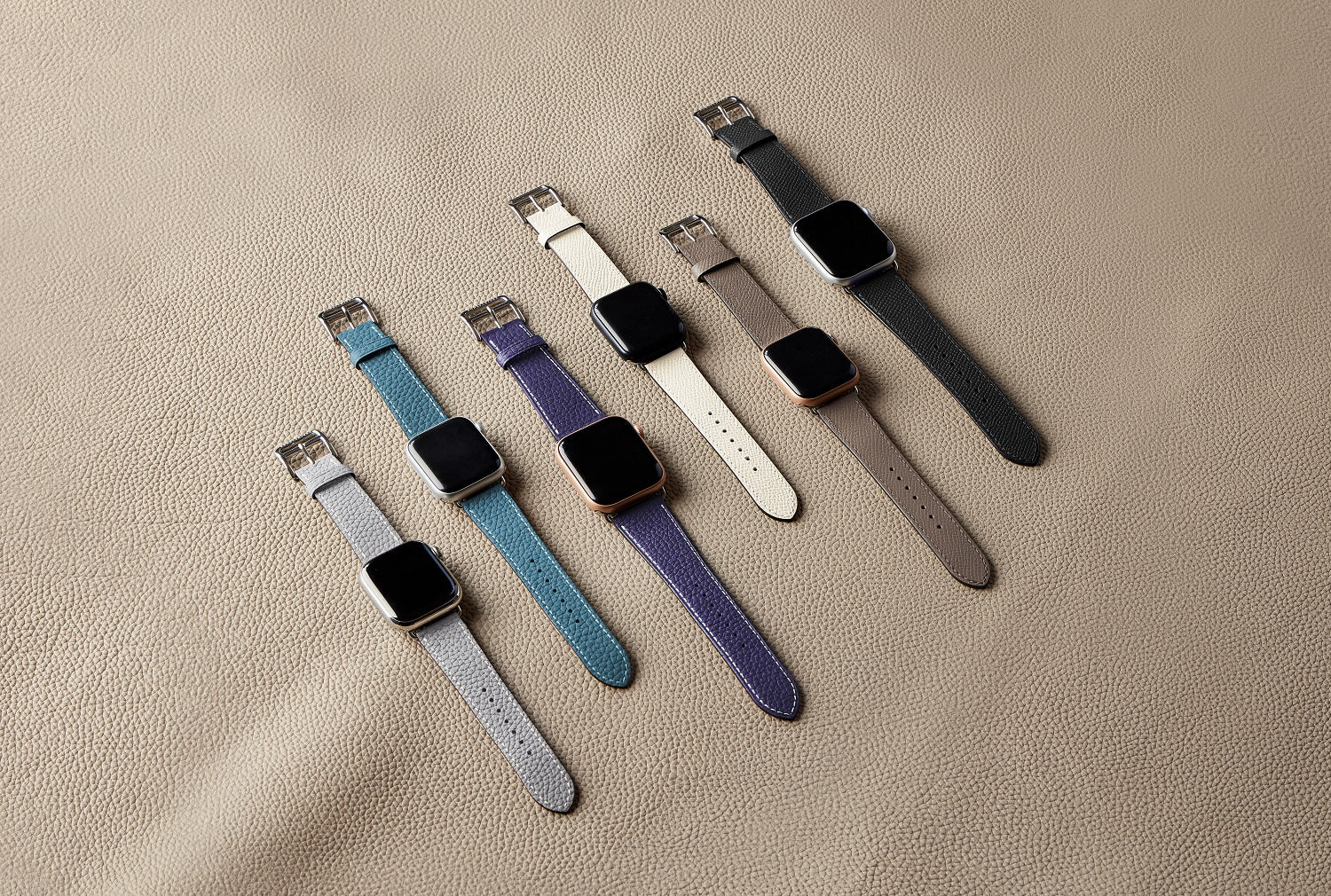 Apple Watch 가죽 밴드【42 mm/44 mm/45 mm/49 mm, M/L 사이즈】 (어댑터：골드)