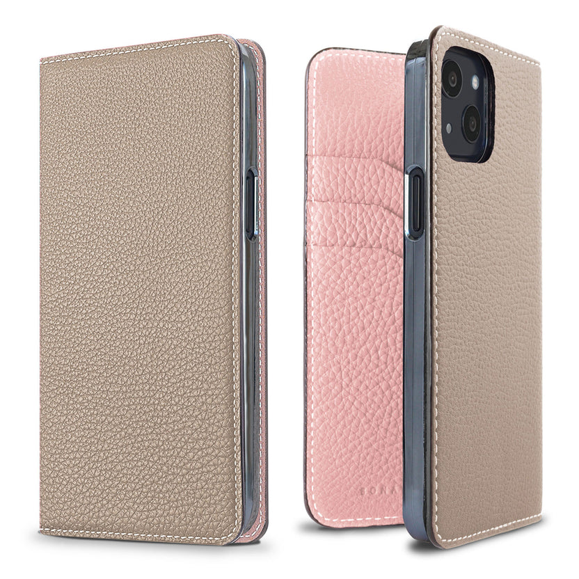 (iPhone 13) Diary Case Shrink Leather
