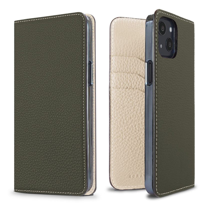 (iPhone 13) Diary Case Shrink Leather