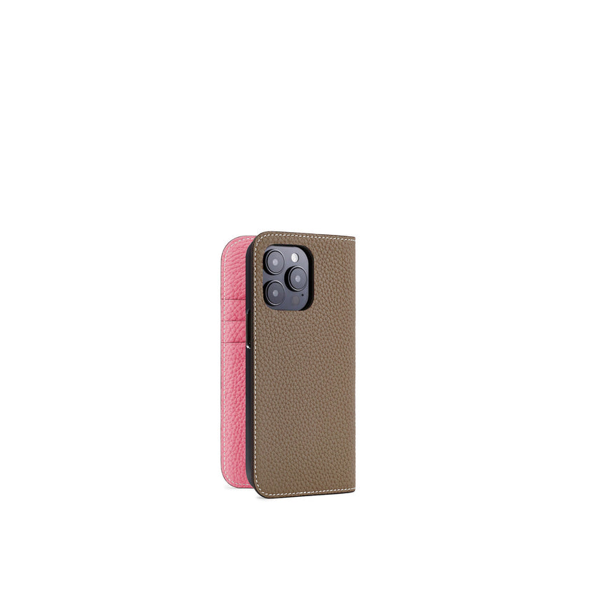 (iPhone 14 Pro) Diary Case Shrink Leather