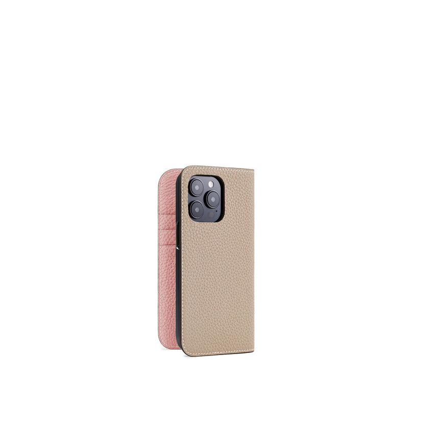 (iPhone 14 Pro) Diary Case Shrink Leather