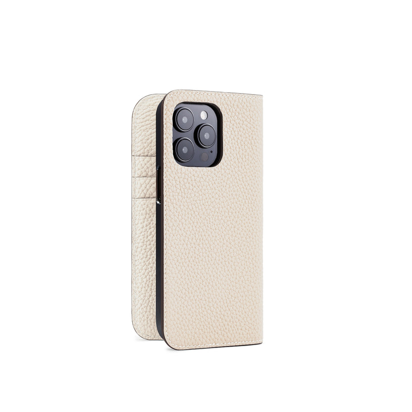 (iPhone 14 Pro) Diary Case Shrink Leather
