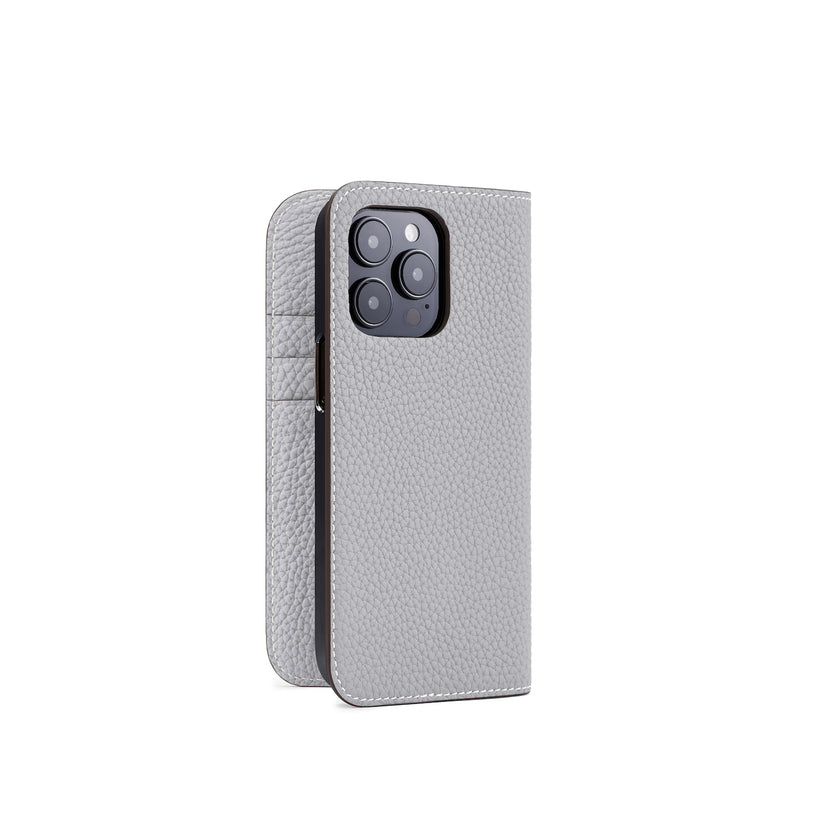 (iPhone 14 Pro) Diary Case Shrink Leather