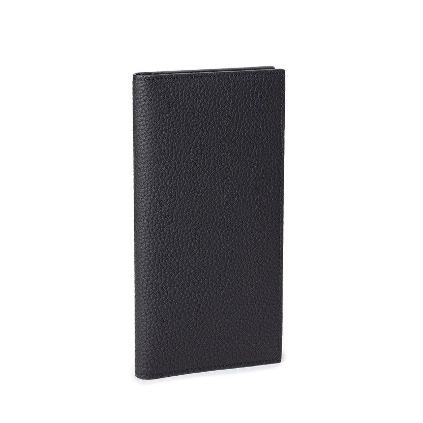 Men Vertical Long Wallet Shrink Leather