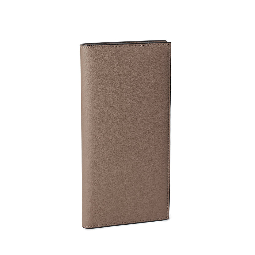 Men Vertical Long Wallet Shrink Leather