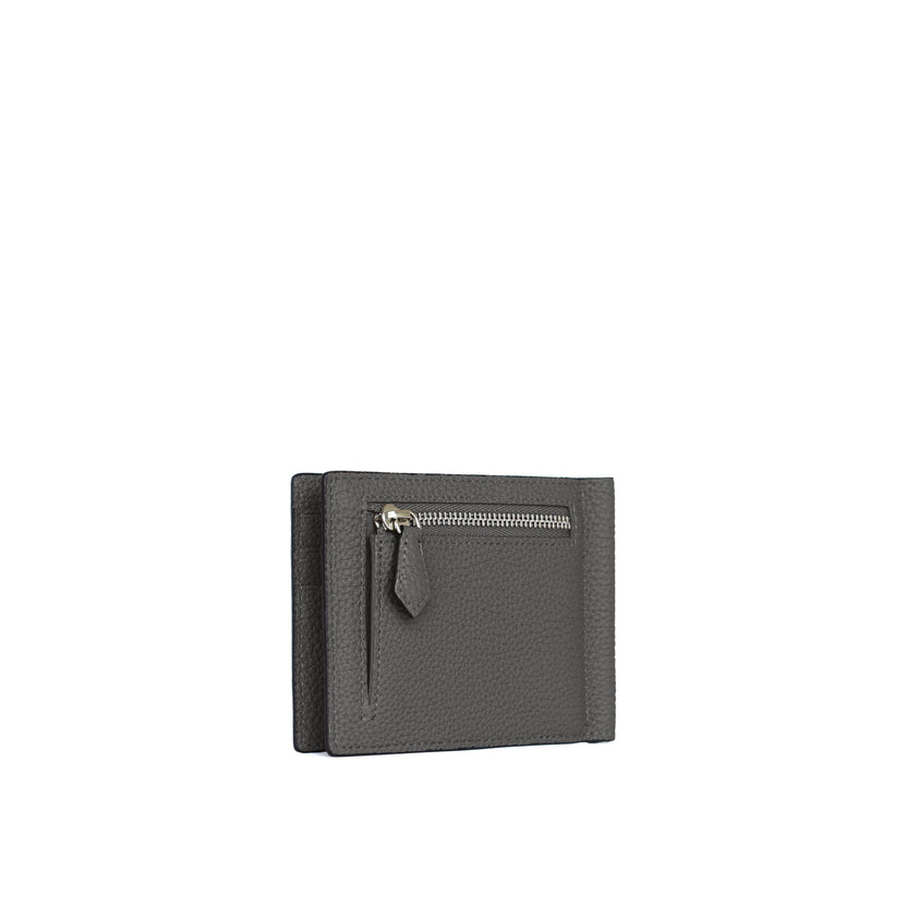 Bi-fold Bill Clip With Coin Pocket Shrink Leather (Medium)