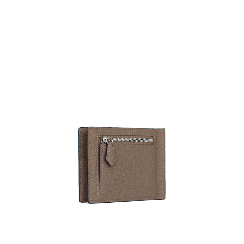 Bi-fold Bill Clip With Coin Pocket Shrink Leather (Medium)